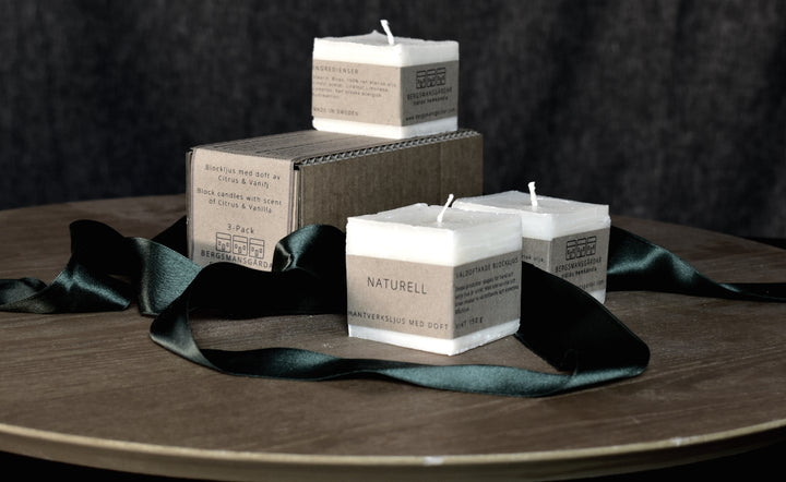 Rustic block candles 3-pack with scent of Apple & Cinnamon