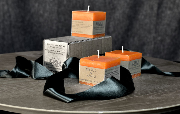 Rustic block candles 3-pack with scent of Apple & Cinnamon