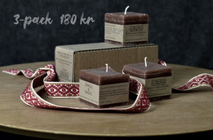 Rustic block candles 3-pack with scent of Apple & Cinnamon